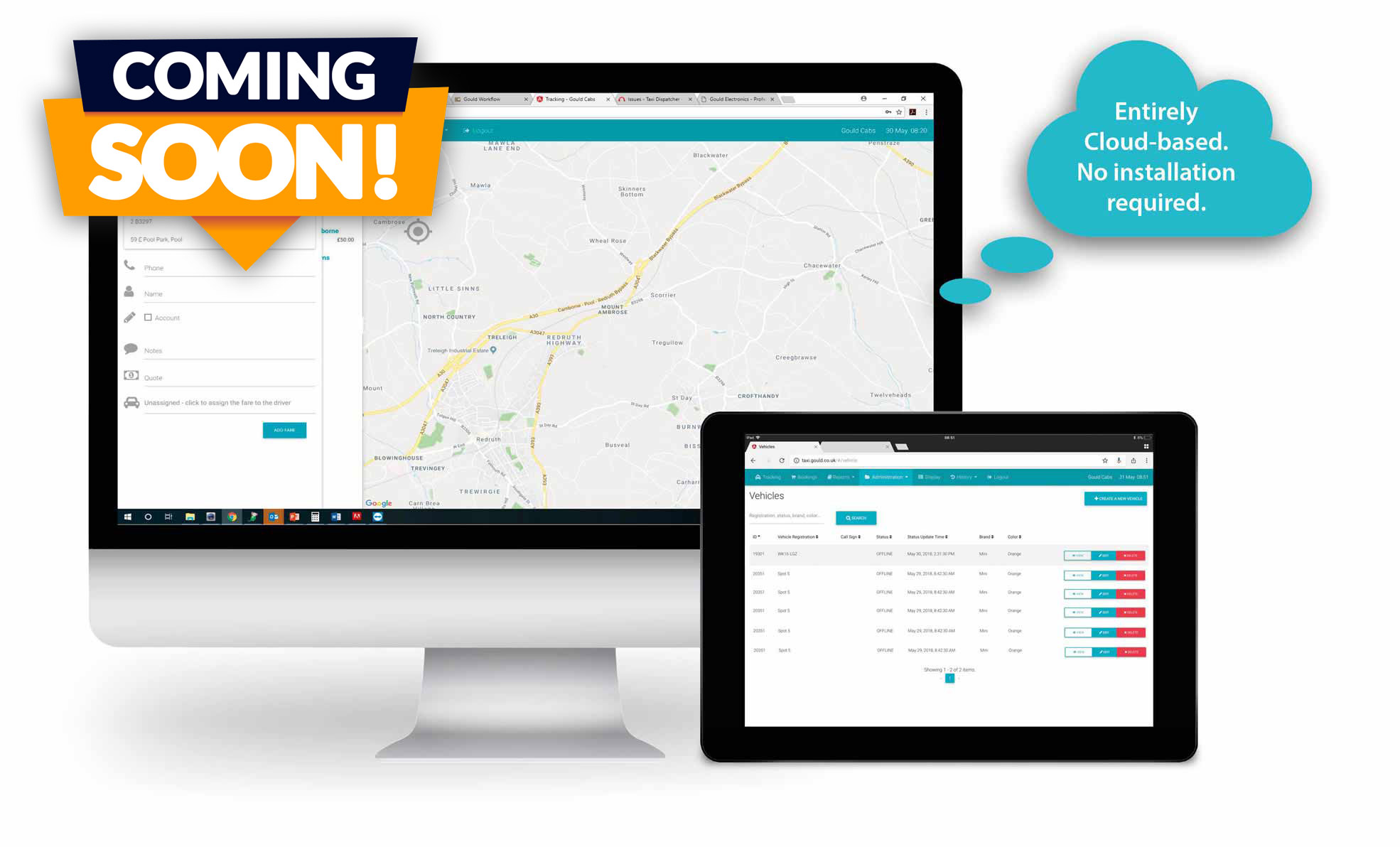 GouldTaxi App Desktop and Tablet